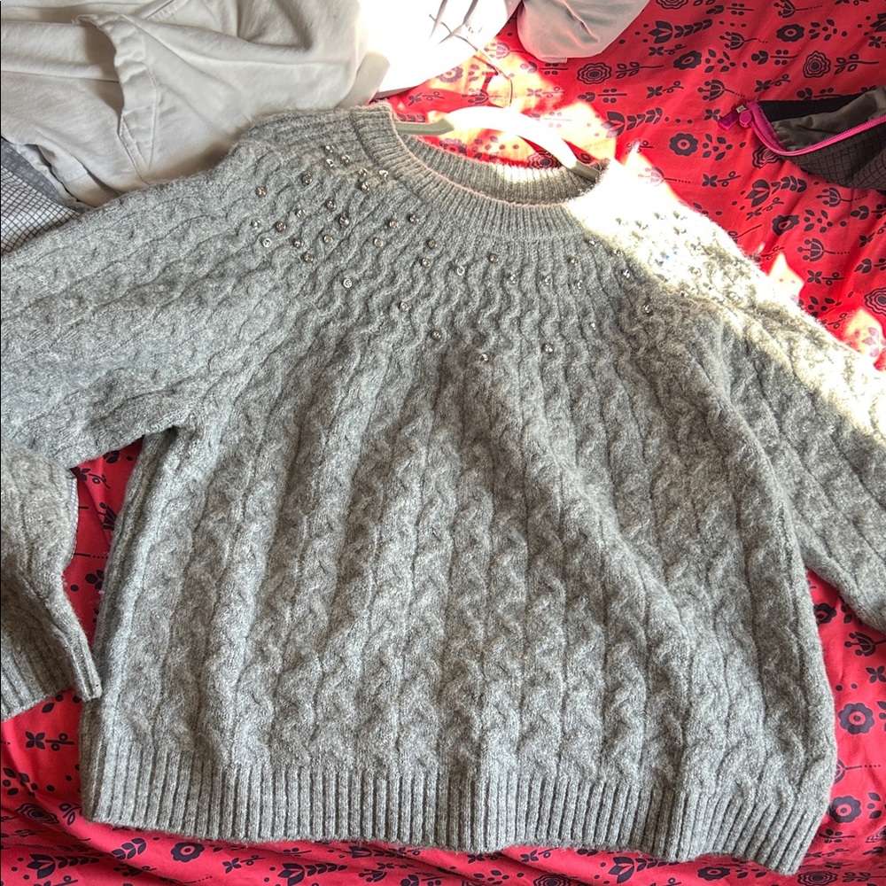 a new day Light Gray Cable Knit Sweater